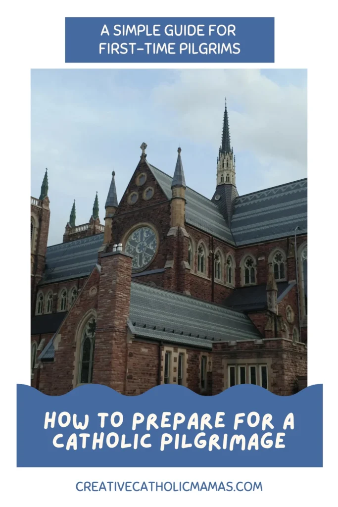 Pinterest graphic featuring St. Peter's Cathedral Basilica in London, Ontario with the title "A Simple Guide for First-Time Pilgrims."