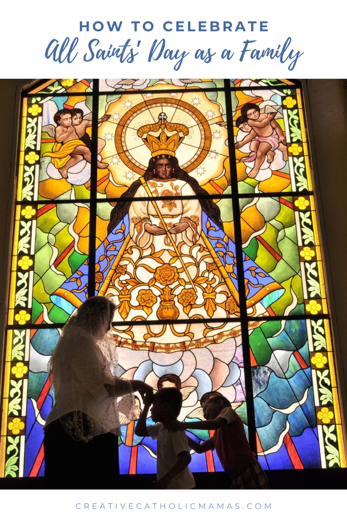 Pinterest graphic for how to celebrate All Saints’ Day as a family